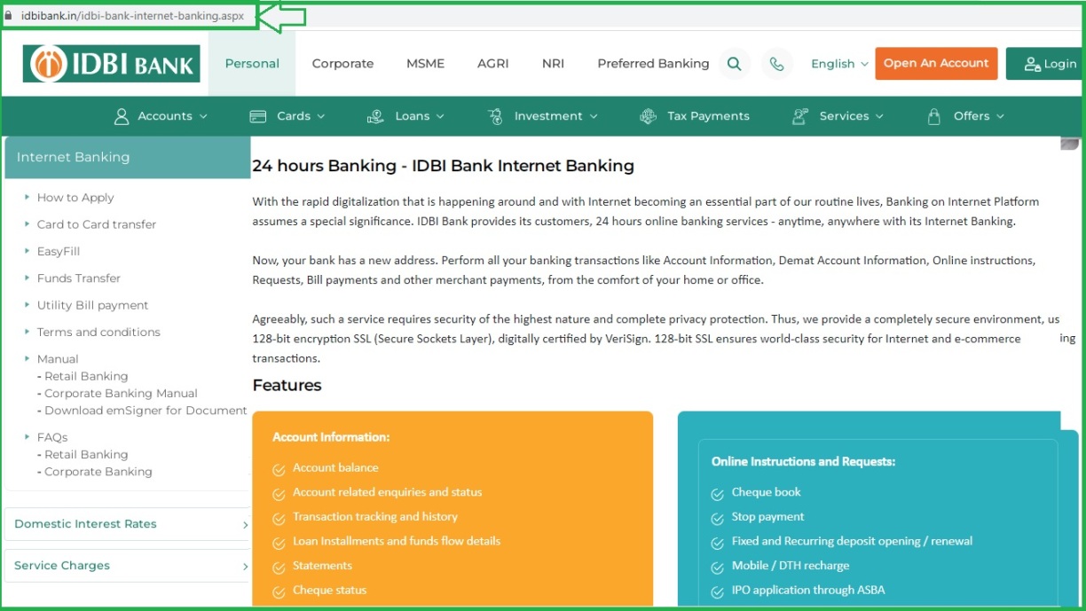 idbi net banking registration