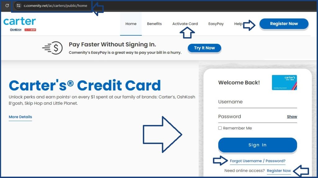 Carters Credit Card Login, Carters Credit Card Payment Online