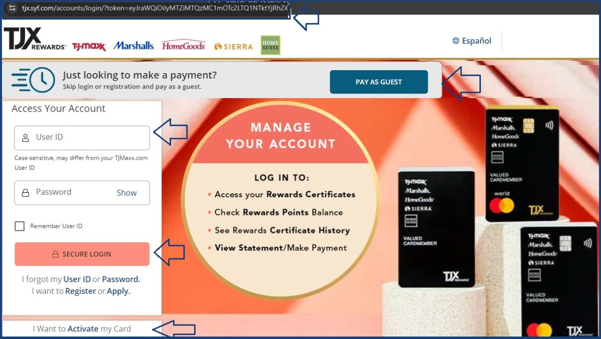 Tj maxx credit card login payment apply online